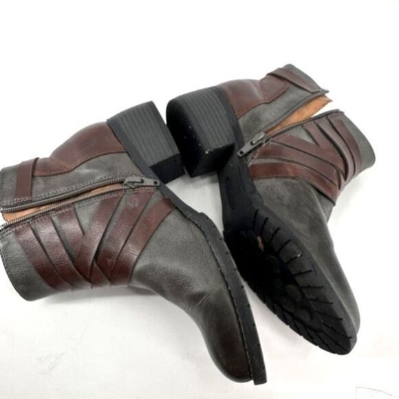 EuroSoft Phoebe Faux Leather Buckle Accent Boot Bootie Size 7 Gray & Brown - Picture 3 of 10